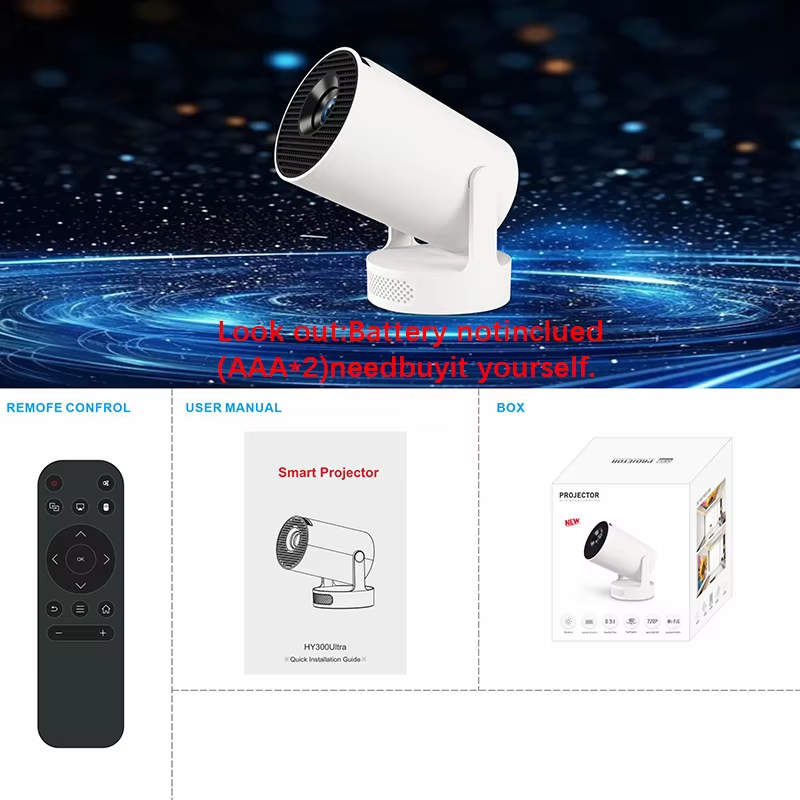 Hy300Uitra 8K Wifi6 Projector 290ANSI Android 14 Dual WIFI 6\ BT5.0 1280*720P Home Cinema Outdoor Portable HY300 Pro +