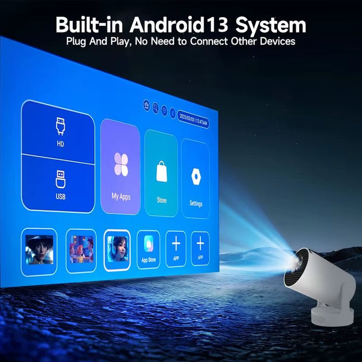 Hy300Uitra 8K Wifi6 Projector 290ANSI Android 14 Dual WIFI 6\ BT5.0 1280*720P Home Cinema Outdoor Portable HY300 Pro +